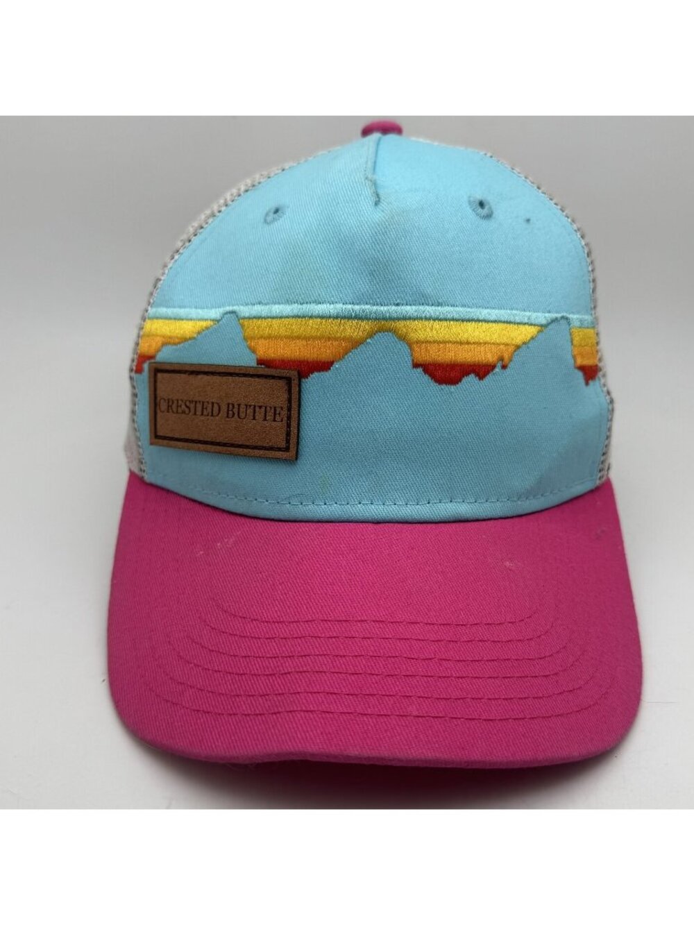 Locale Crested Butte Colorado Trucker Hat Pink Blue Mesh Snapback Cap Women's
